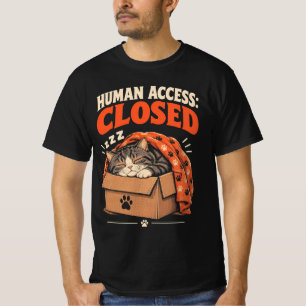 Human Access Closed Funny Sleeping Cat in Box T-Shirt