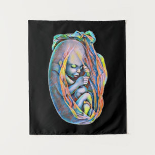 Human Anatomy Abstract Art Baby In The Womb Tapestry