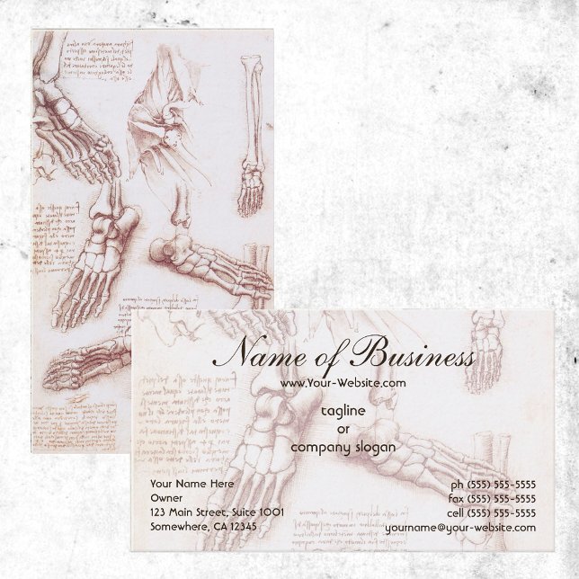 Human Anatomy, Feet Skeletons by Leonardo da Vinci Business Card (Creator Uploaded)