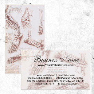 Human Anatomy, Feet Skeletons by Leonardo da Vinci Business Card