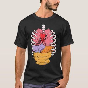Human Anatomy Inspired Cat Organs Related Rib Cage T-Shirt