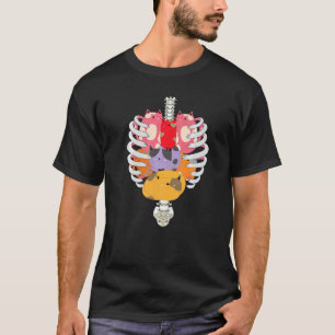 Human Anatomy Inspired Cat Skeleton Heart Rib Cage T-Shirt