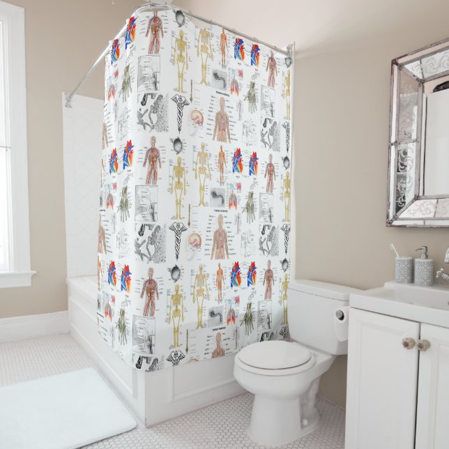 Human Anatomy Medical Diagrams full coloured Shower Curtain (In Situ)