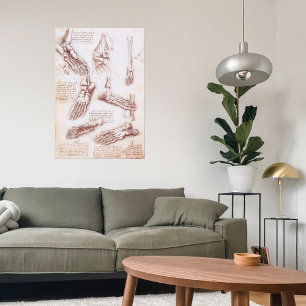 Human Anatomy Skeleton Foot Bones by da Vinci Poster