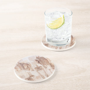 Human Anatomy Skeletons by Leonardo da Vinci Coaster