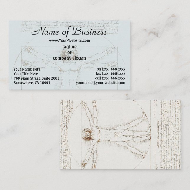 Human Anatomy: Vitruvian Man by Leonardo da Vinci Business Card (Front/Back)