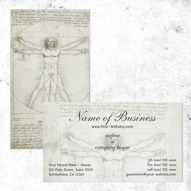 Human Anatomy, Vitruvian Man by Leonardo da Vinci Business Card (Creator Uploaded)