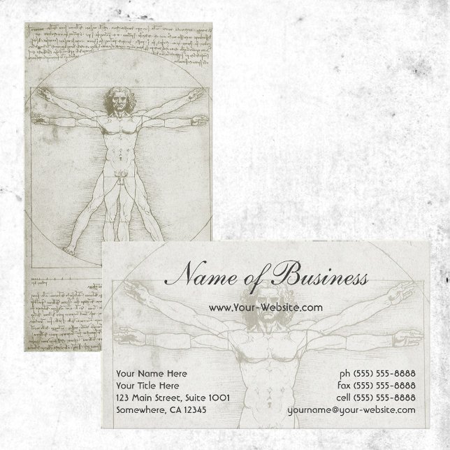 Human Anatomy, Vitruvian Man by Leonardo da Vinci Business Card (Creator Uploaded)