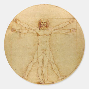 Human Anatomy, Vitruvian Man by Leonardo da Vinci Classic Round Sticker