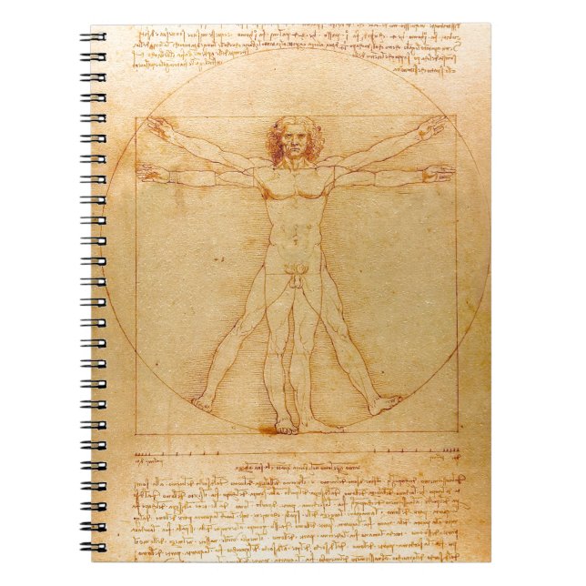 Human Anatomy, Vitruvian Man by Leonardo da Vinci Notebook (Front)