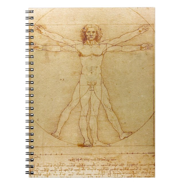 Human Anatomy, Vitruvian Man by Leonardo da Vinci Spiral Notebook (Front)
