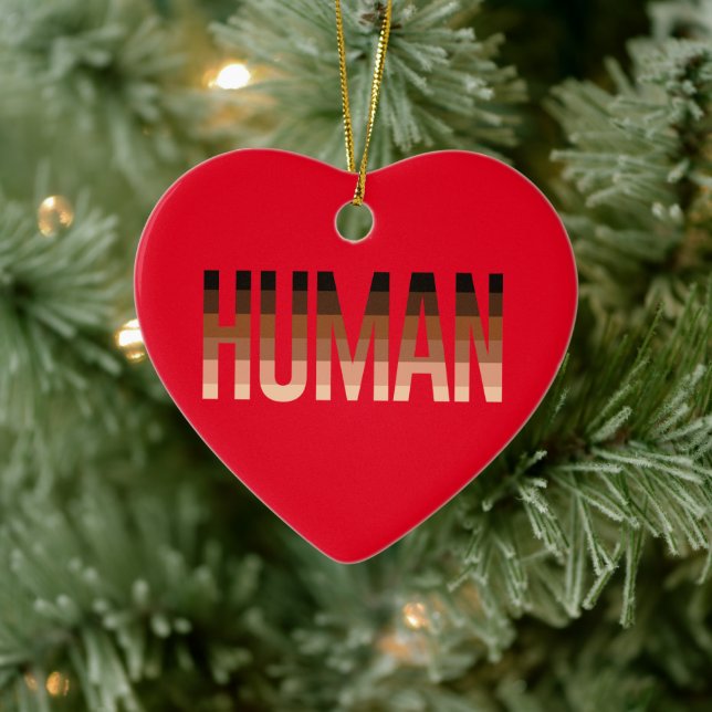 Human Anti-Racist Flag Ceramic Tree Decoration (Tree)