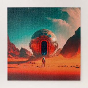 Human Astronauts Explore an Alien Planet Sci-Fi Jigsaw Puzzle