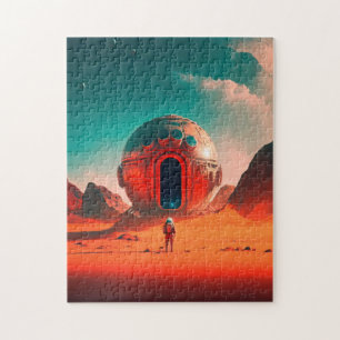 Human Astronauts Explore an Alien Planet Sci-Fi Jigsaw Puzzle