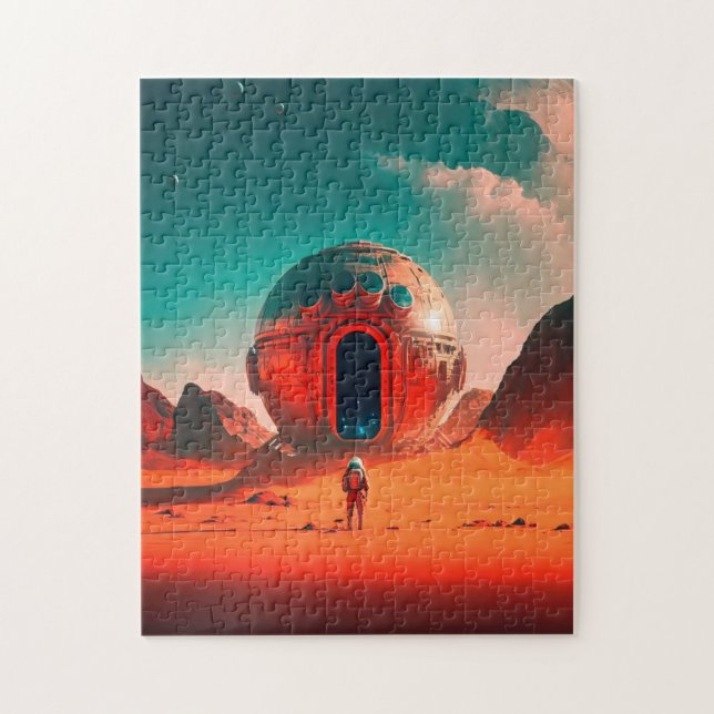 Human Astronauts Explore an Alien Planet Sci-Fi Jigsaw Puzzle (Vertical)