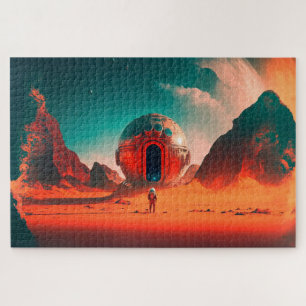 Human Astronauts Explore an Alien Planet Sci-Fi Jigsaw Puzzle