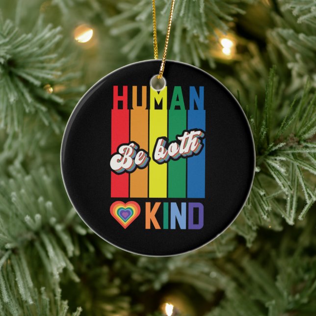 Human | Be Kind | Rainbow | LGBTQ Ceramic Tree Decoration (Tree)