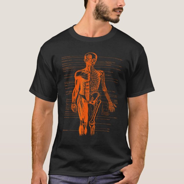 Human Body Muscle Anatomy Doctor Orange T-Shirt (Front)