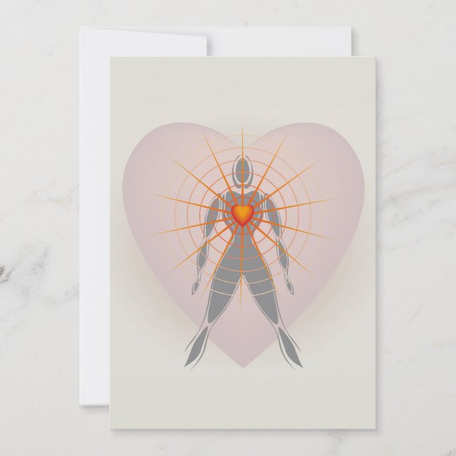 Human Body with Big Heart Radiating Rays of Light Announcement (Front)