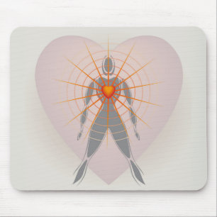 Human Body with Big Heart Radiating Rays of Light Mouse Pad