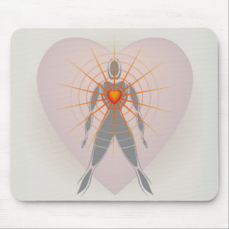 Human Body with Big Heart Radiating Rays of Light Mouse Pad