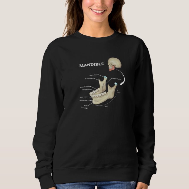 Human Bone Anatomy  Mandible Sweatshirt (Front)