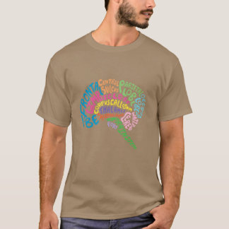 Human Brain Anatomy Coloured Psychology Design T-Shirt