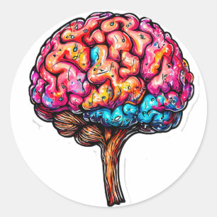 Human brain classic round sticker