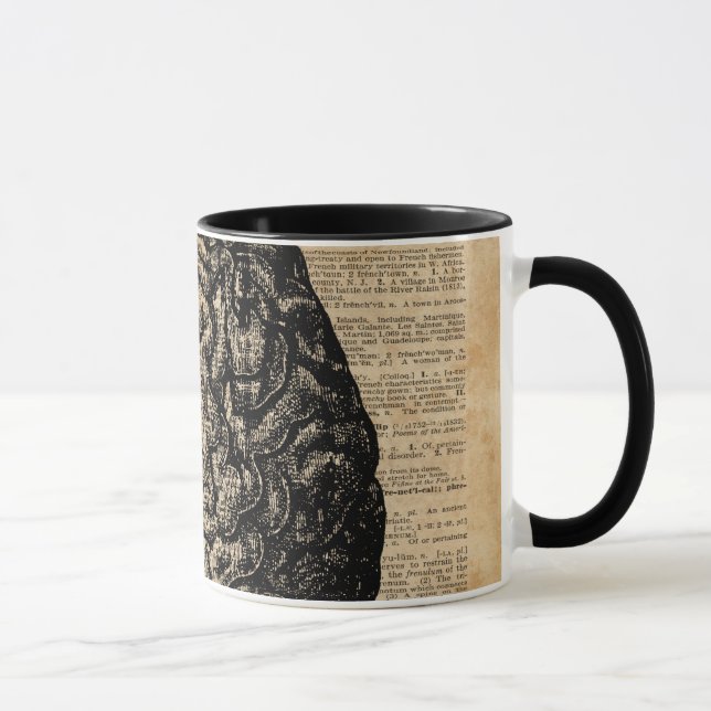 Human Brain Vintage Illustration Dictionary Art Mug (Right)