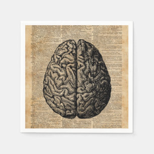Human Brain Vintage Illustration Dictionary Art Napkin