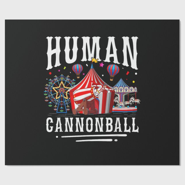 Human Cannonball Circus Carnival Wrapping Paper (Flat)