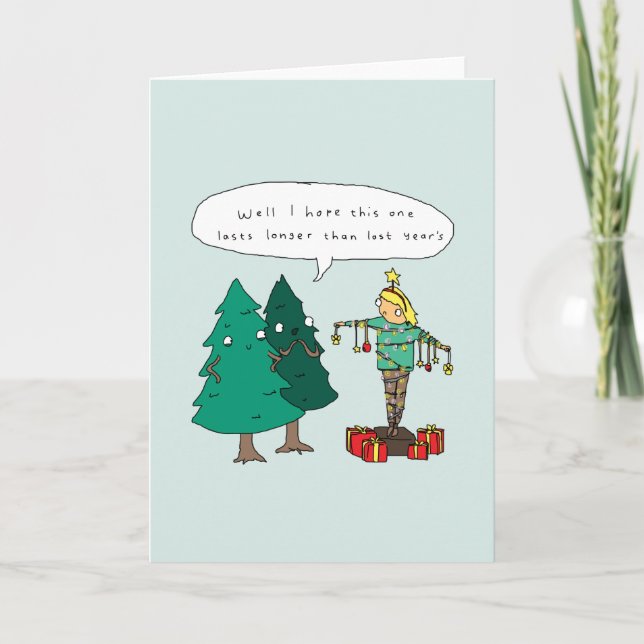 Human Christmas Tree | Funny Comic Christmas Card (Front)