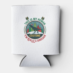 Human Costume Dinosaur Christmas Santa Hat Pine Tr Can Cooler