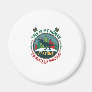 Human Costume Dinosaur Christmas Santa Hat Pine Tr Magnet