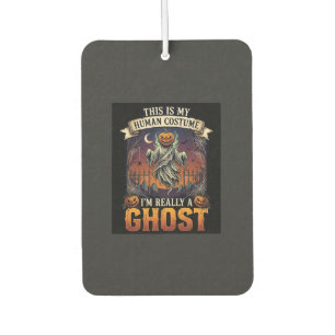 Human Costume Ghost Pumpkin Head Graveyard Spider  Car Air Freshener