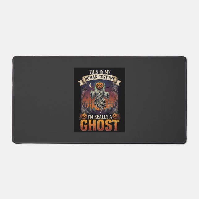 Human Costume Ghost Pumpkin Head Graveyard Spider  Desk Mat (Front)