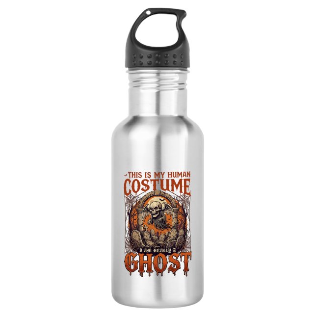 Human Costume Ghost Skeleton Graveyard Moon Hallow 532 Ml Water Bottle (Front)