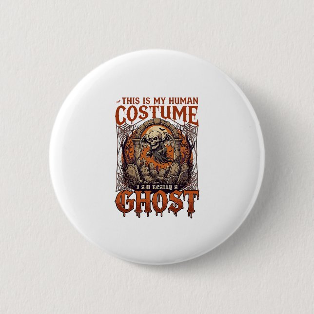 Human Costume Ghost Skeleton Graveyard Moon Hallow 6 Cm Round Badge (Front)