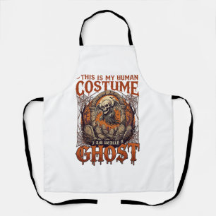 Human Costume Ghost Skeleton Graveyard Moon Hallow Apron