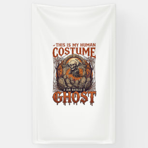Human Costume Ghost Skeleton Graveyard Moon Hallow Banner