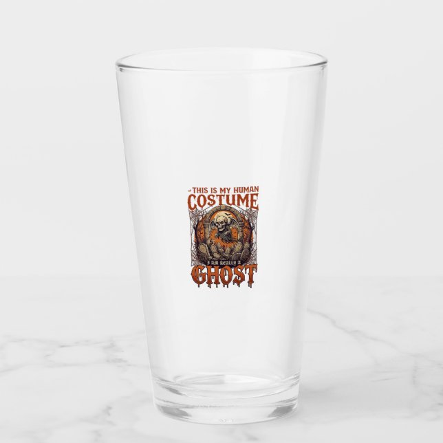 Human Costume Ghost Skeleton Graveyard Moon Hallow Glass (Front)