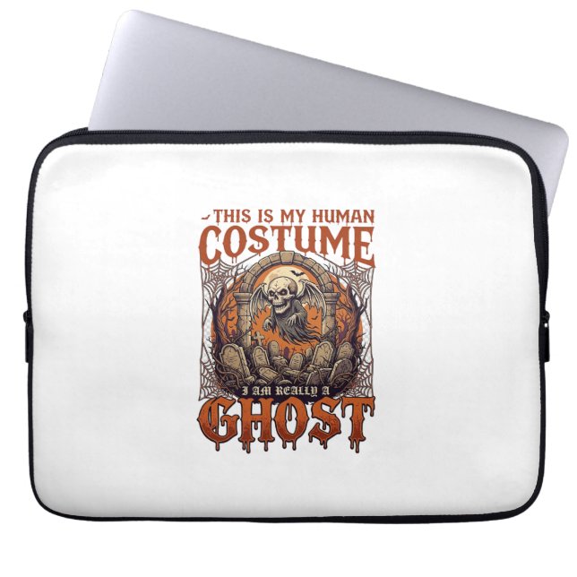 Human Costume Ghost Skeleton Graveyard Moon Hallow Laptop Sleeve (Front)