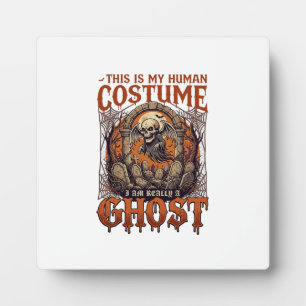 Human Costume Ghost Skeleton Graveyard Moon Hallow Plaque