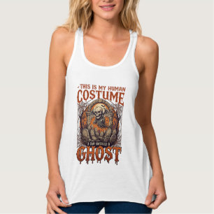 Human Costume Ghost Skeleton Graveyard Moon Hallow Singlet