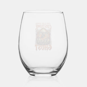 Human Costume Ghost Skeleton Graveyard Moon Hallow Stemless Wine Glass