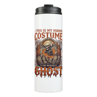 Human Costume Ghost Skeleton Graveyard Moon Hallow Thermal Tumbler