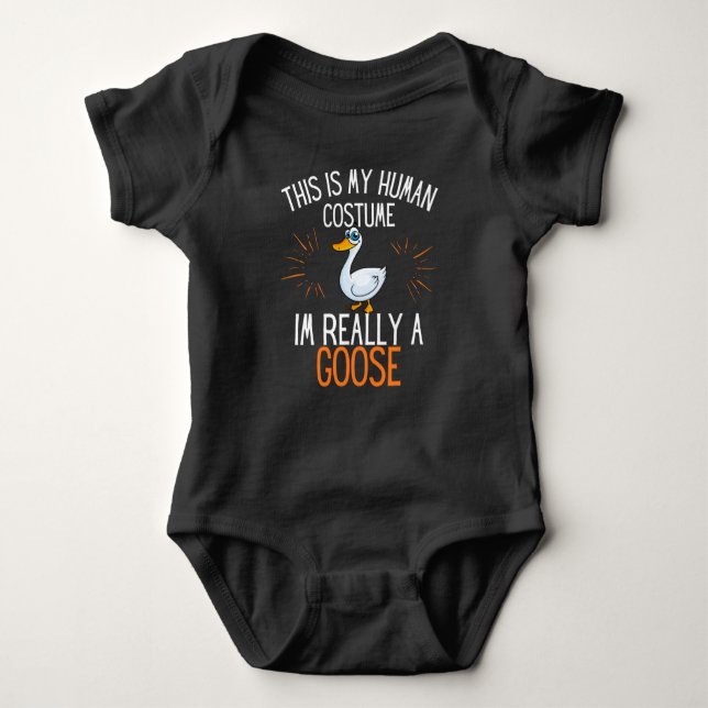 Human Costume Im Really A Goose Party Costume Baby Bodysuit (Front)