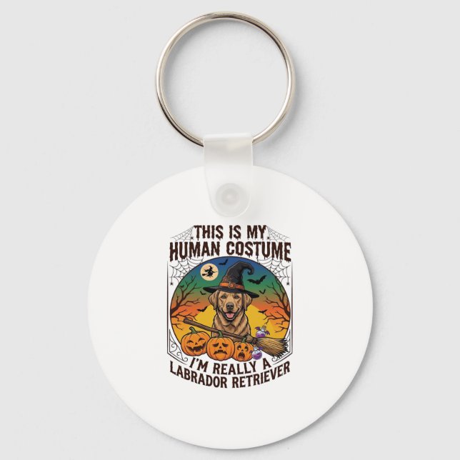 Human Costume Labrador Retriever Halloween Witch H Key Ring (Front)