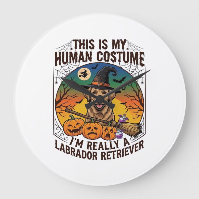 Human Costume Labrador Retriever Halloween Witch H Large Clock (Front)
