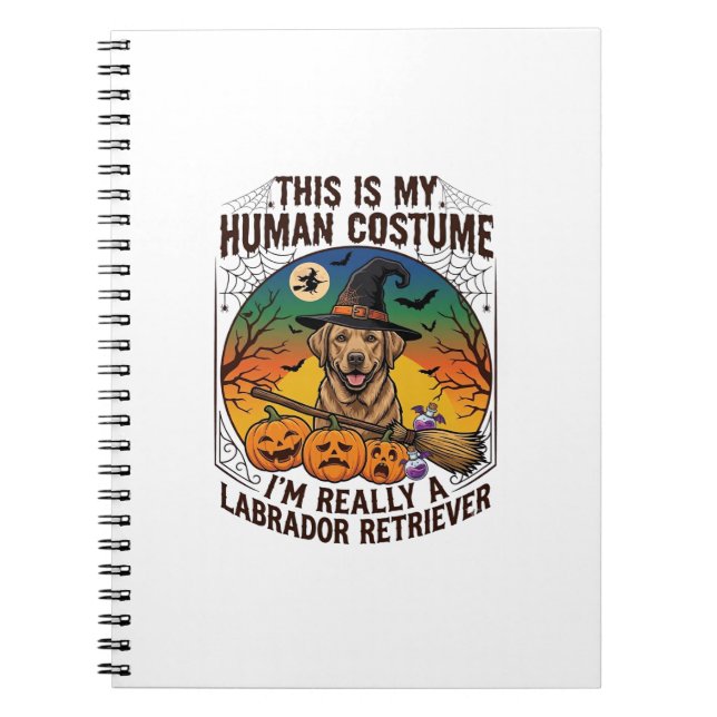 Human Costume Labrador Retriever Halloween Witch H Notebook (Front)